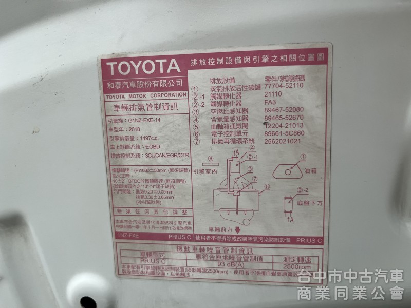 2017年 Prius C 白色 一手女用車 實跑3萬多公里！